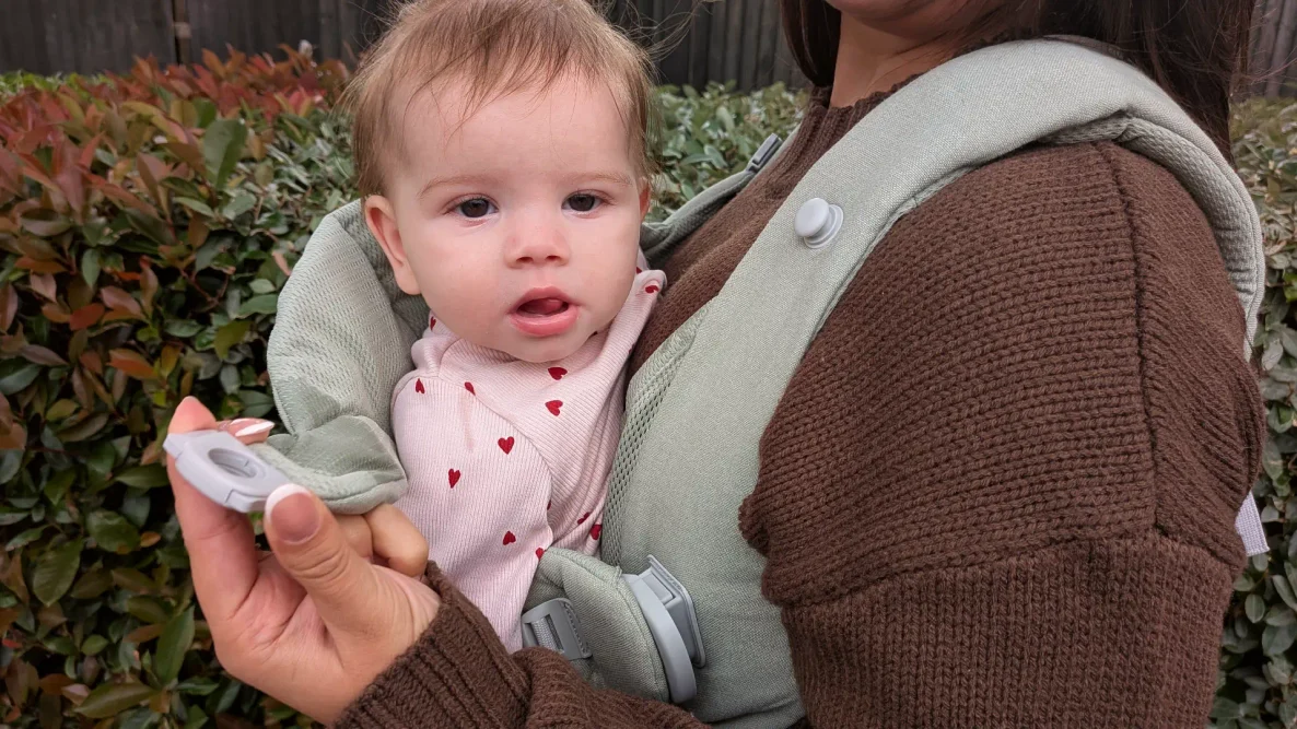 Baby Bjorn Hold Mini Jane in carrier